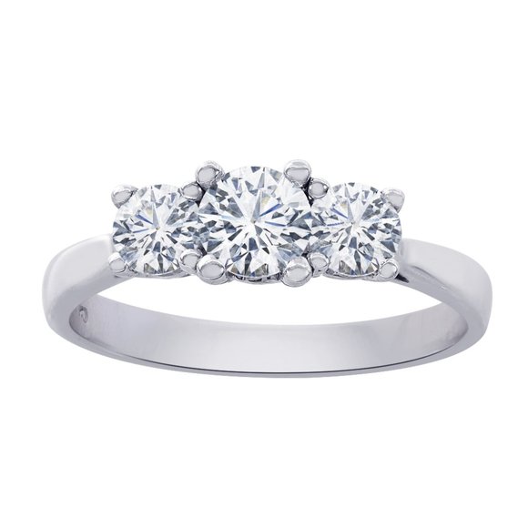 1.04 Carat H-si1 2 Three Stone Diamond Ring - Picture 1 of 4